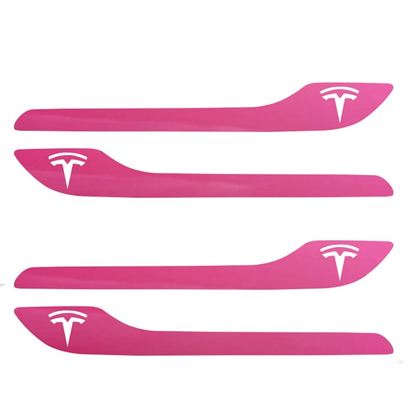 IPG for Tesla Model 3 / Model Y Door Handle Decal Sticker Wrap Kit (Set of 4) with Tesla Logo (Gloss Pink) - Image 1